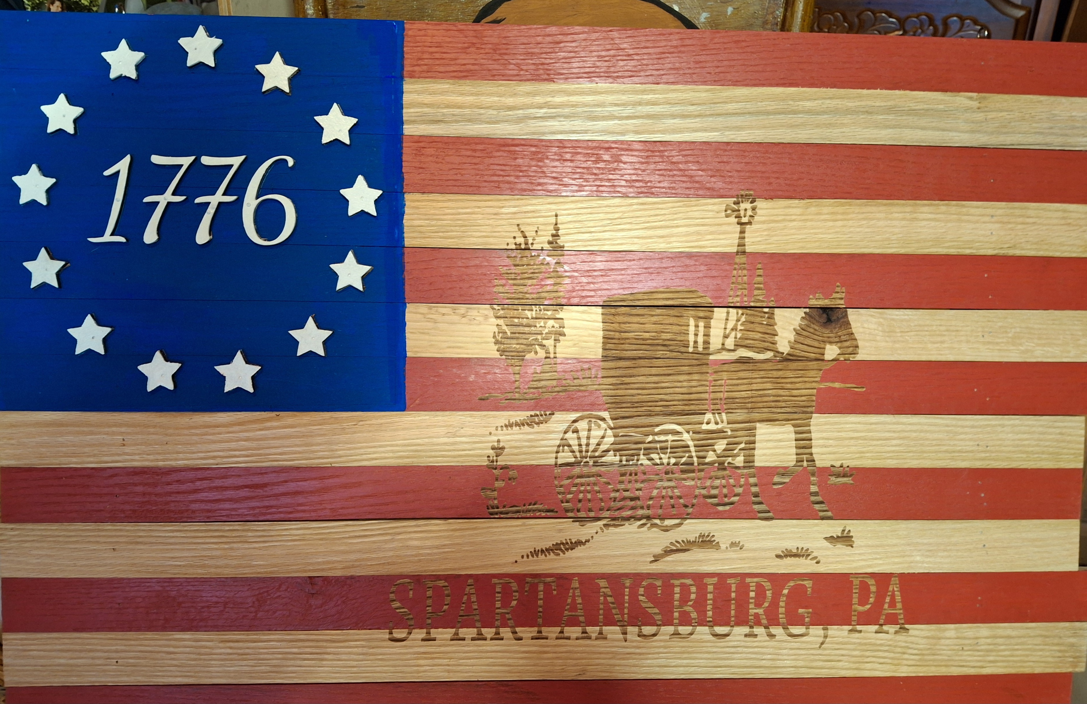 Handcrafted Wooden American Flag