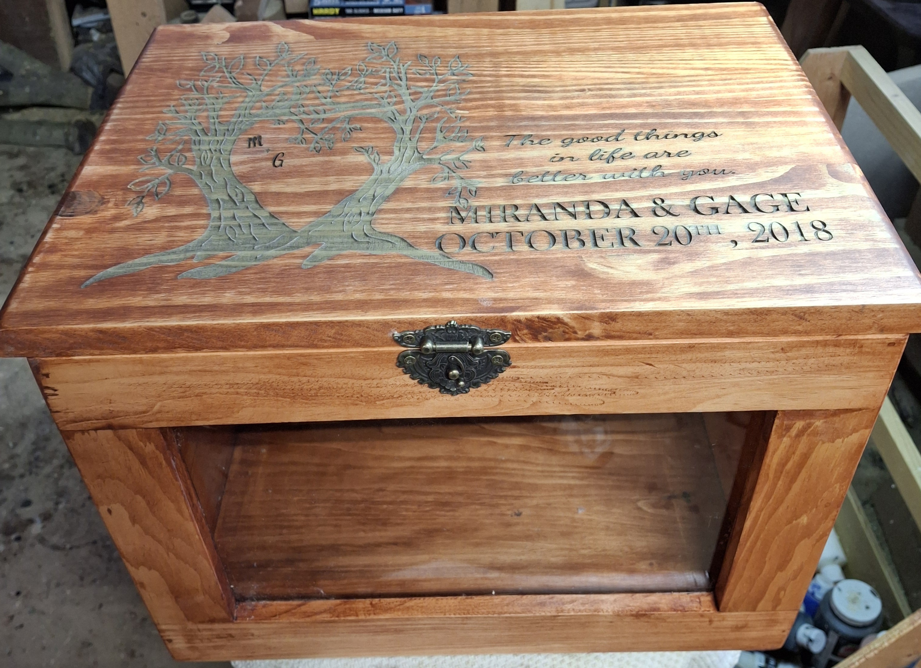 Customized Wooden Chest with Names Engraved