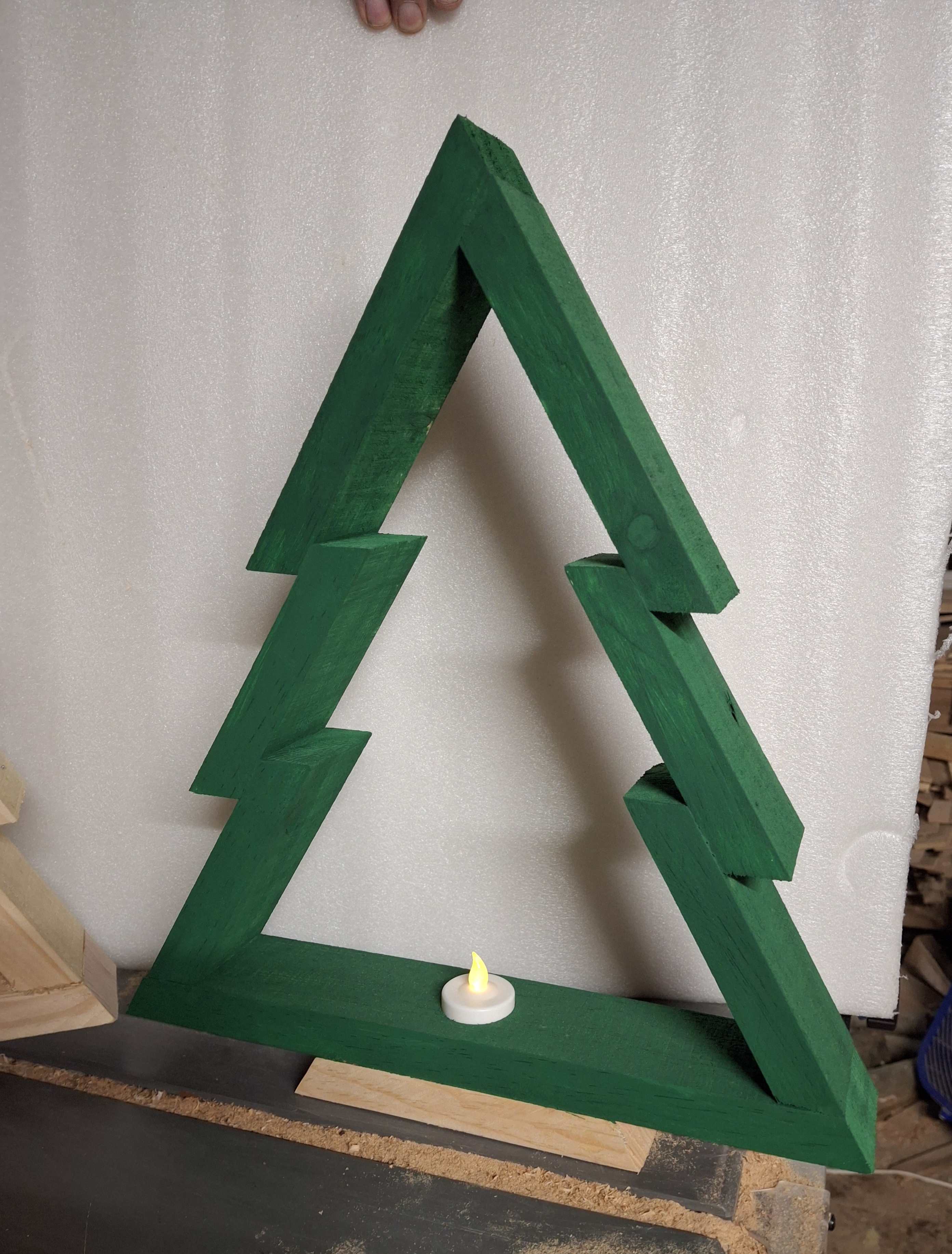 Wooden Christmas Tree Candle Holder